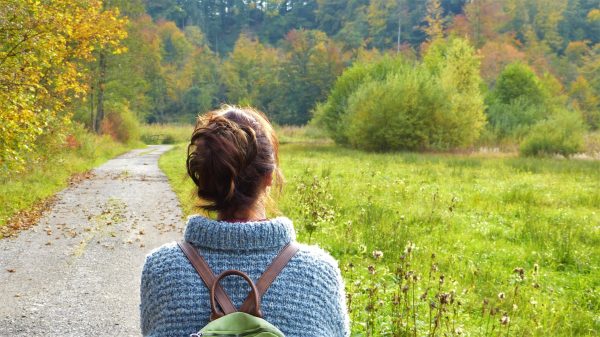 Woman walking in a park